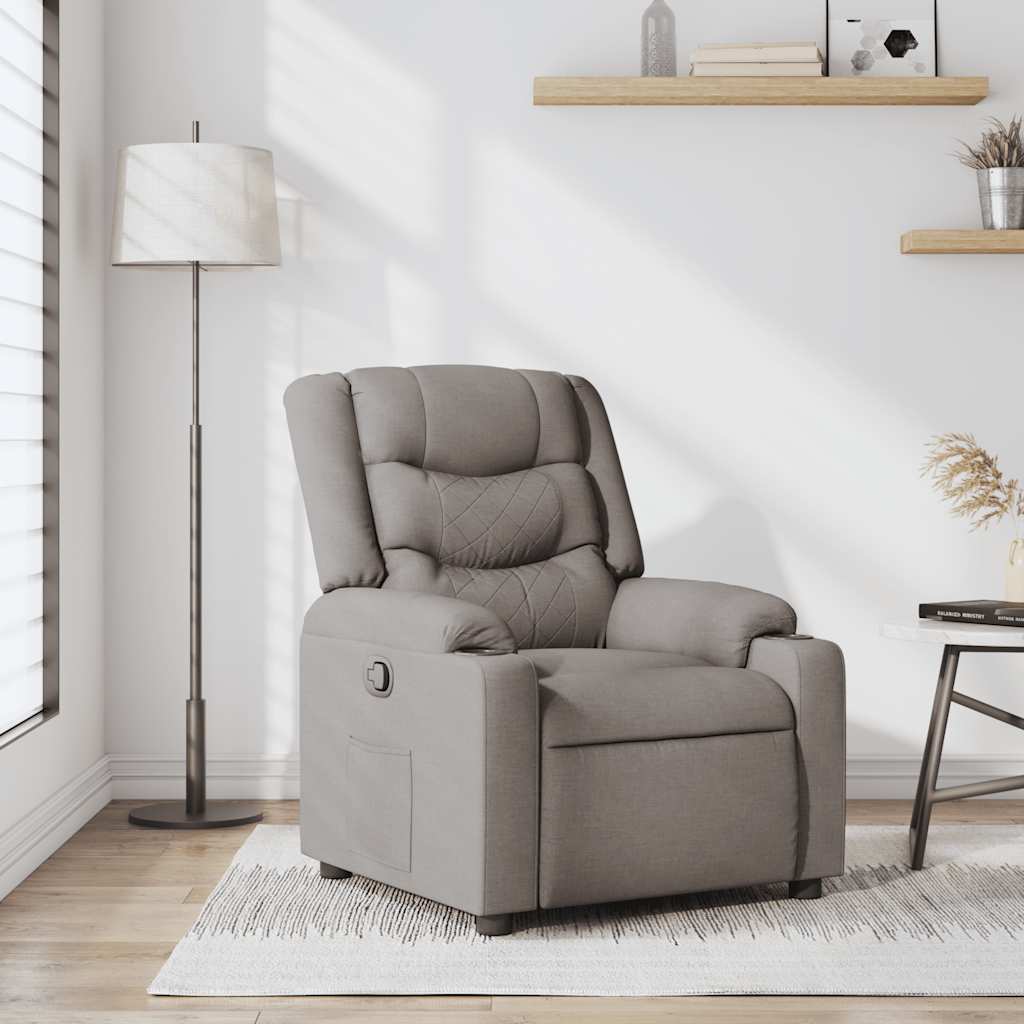 Vetonek Sillón reclinable de tela gris taupe