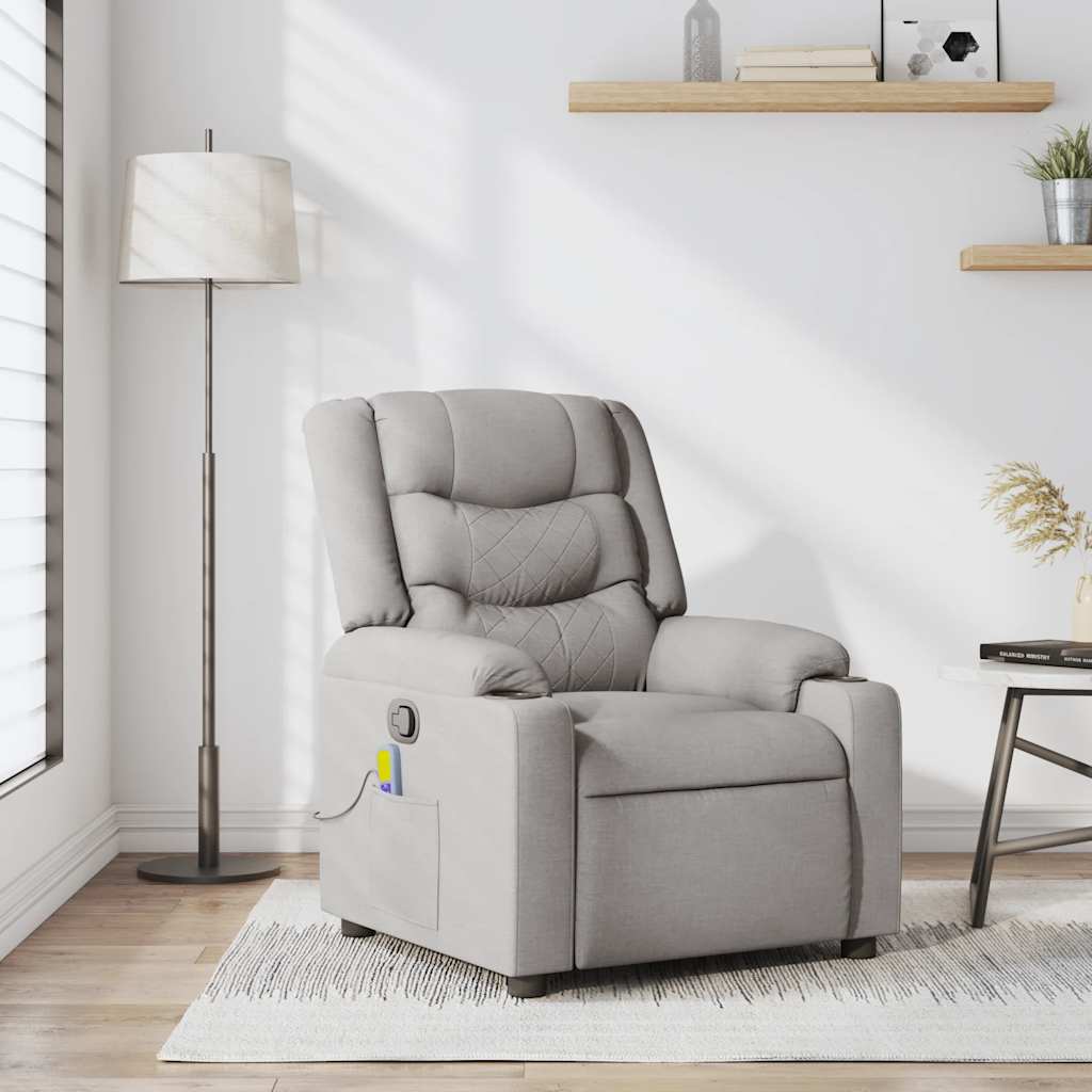 Vetonek Sillón de masaje reclinable de tela gris nube