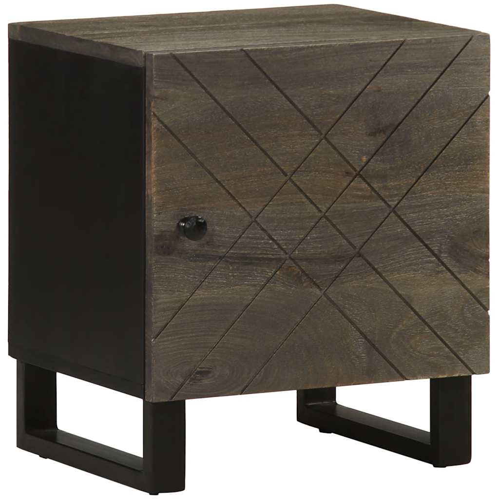 Vetonek Mesita de noche de madera maciza de mango negra 40x33x46 cm