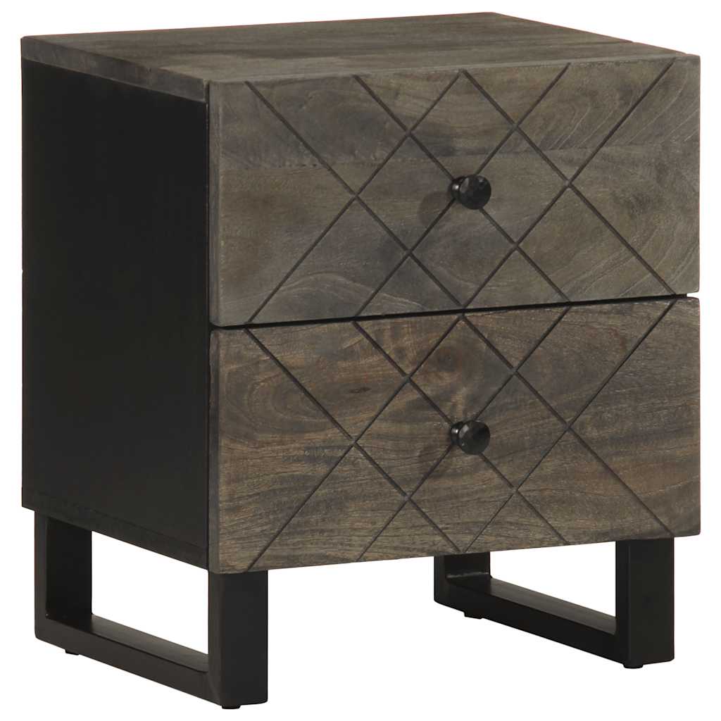 Vetonek Mesita de noche de madera maciza de mango negra 40x33x46 cm