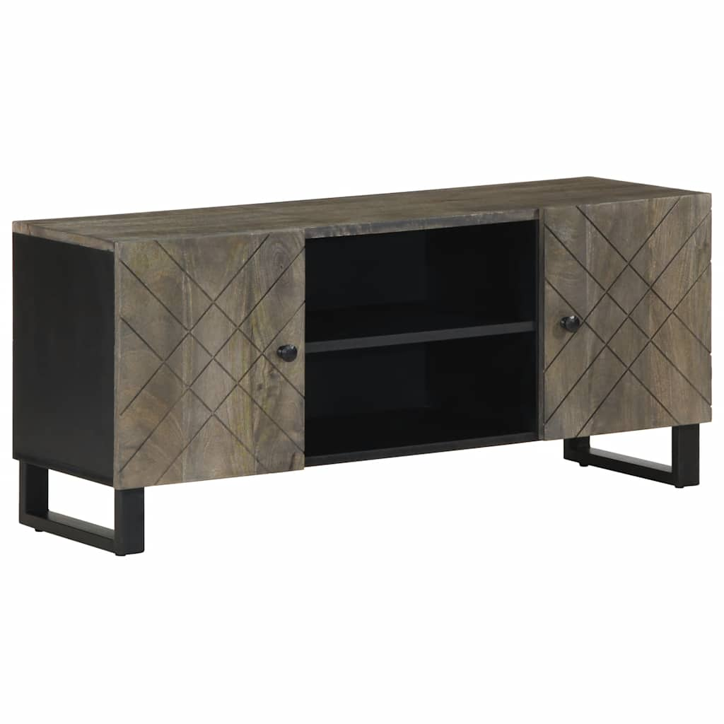 Vetonek Mueble de TV madera maciza de mango negro 105x33x46 cm