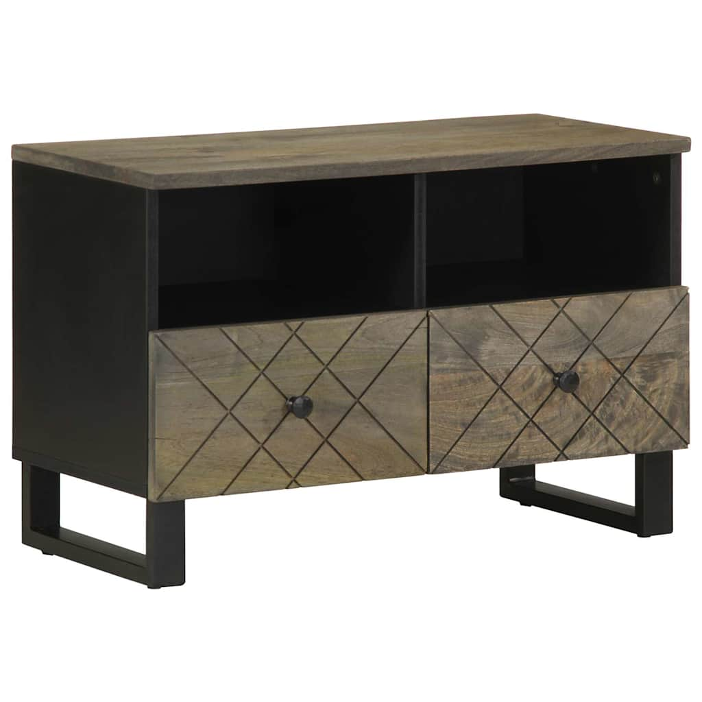 Vetonek Mueble de TV madera maciza de mango negro 70x33x46 cm