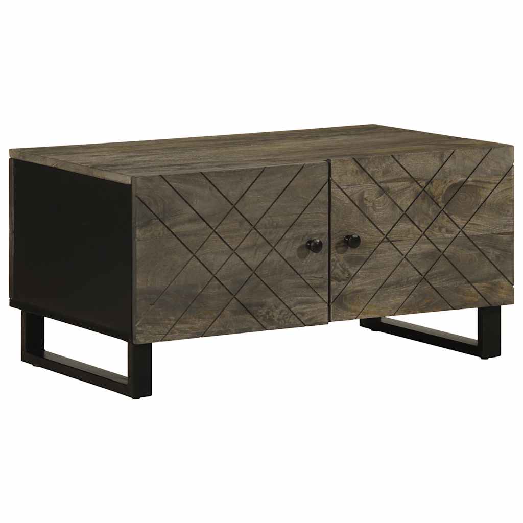 Vetonek Mesa de centro madera maciza de mango negra 80x50x40 cm