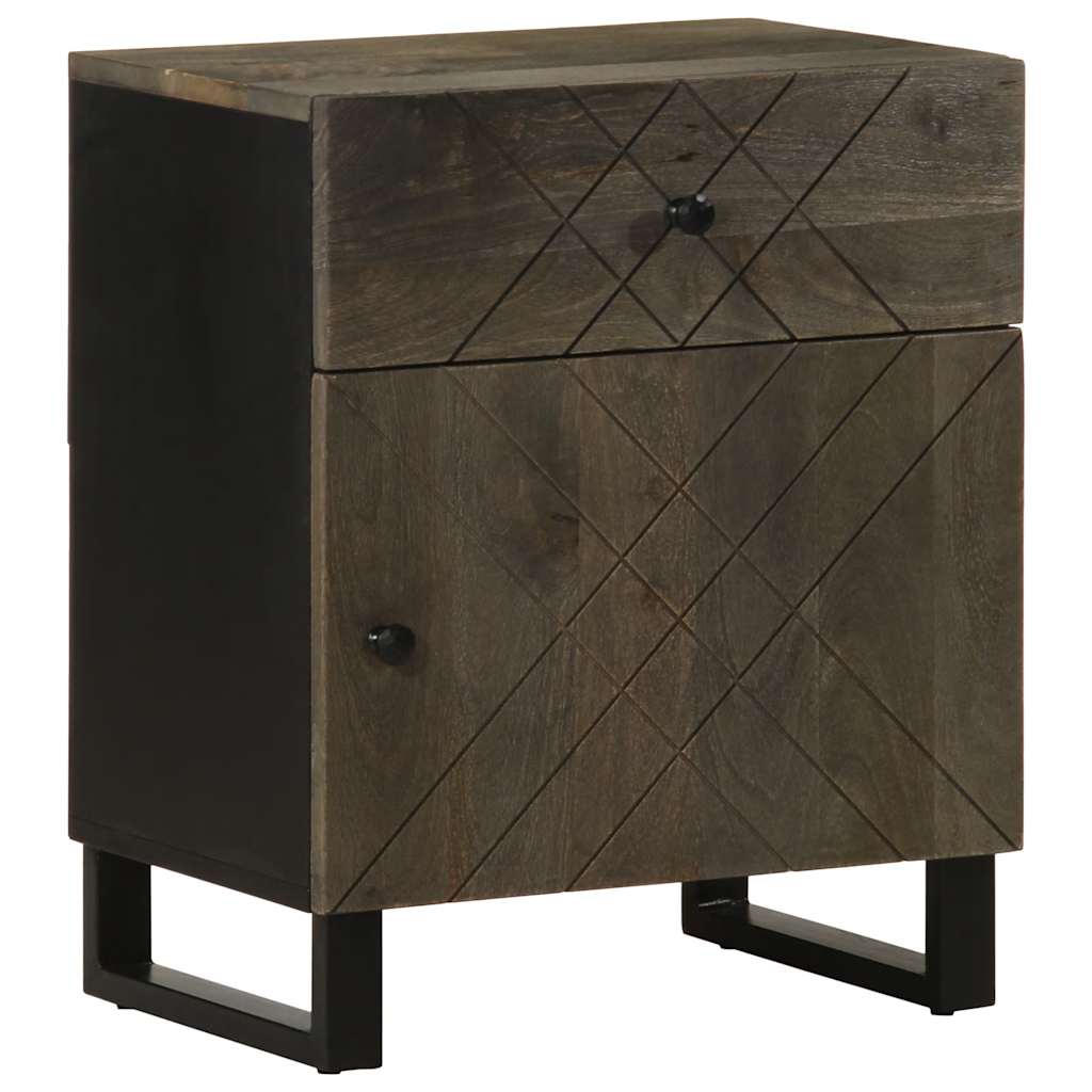 Vetonek Mesita de noche madera maciza de mango negra 50x33x60 cm