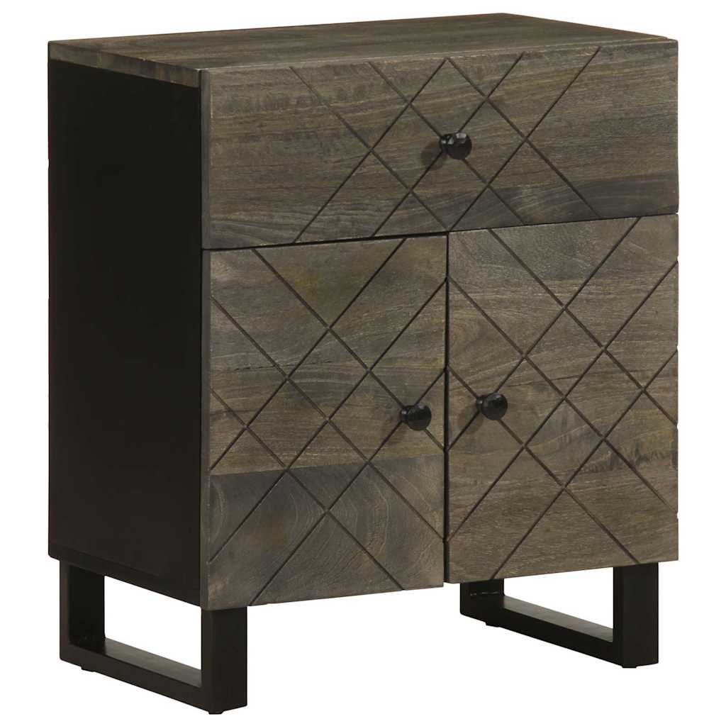 Vetonek Mesita de noche madera maciza de mango negra 50x33x60 cm