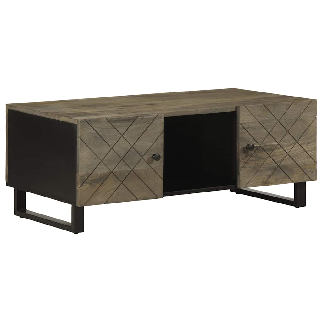 Vetonek Mesa de centro madera maciza de mango negra 100x54x40 cm