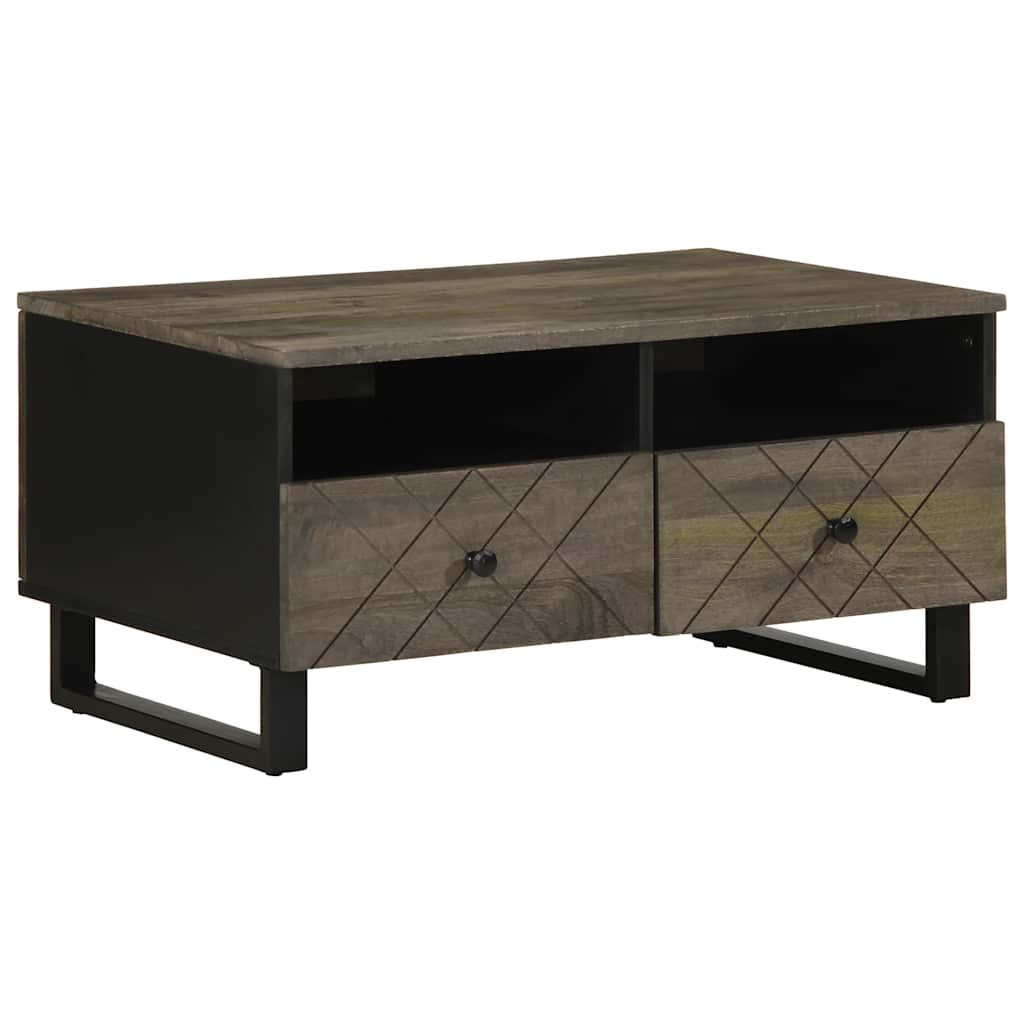 Vetonek Mesa de centro madera maciza de mango negra 80x54x40 cm