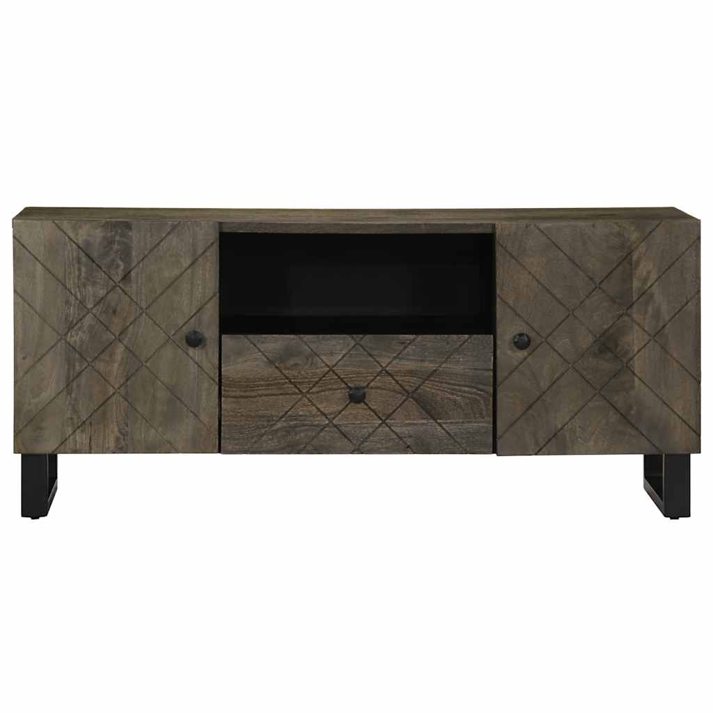 Mueble de TV madera maciza de mango negro 105x33x46 cm