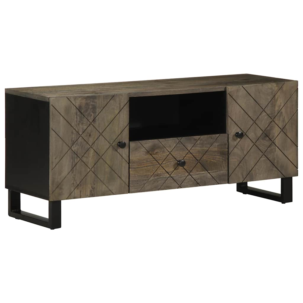 Vetonek Mueble de TV madera maciza de mango negro 105x33x46 cm