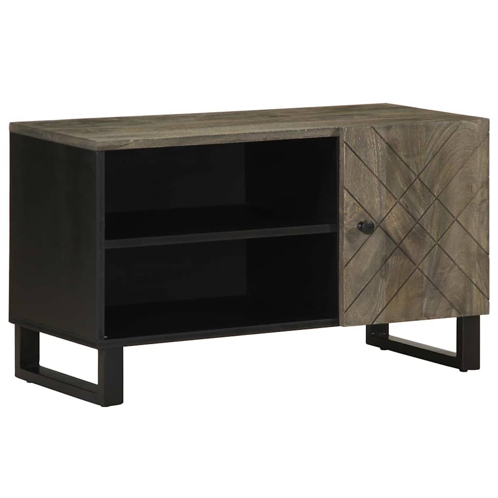 Vetonek Mueble de TV madera maciza de mango negro 80x33x46 cm