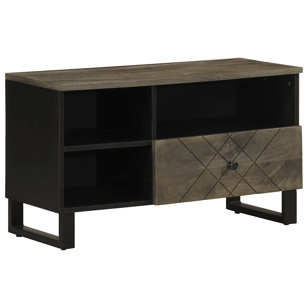 Vetonek Mueble de TV madera maciza de mango negro 80x33x46 cm