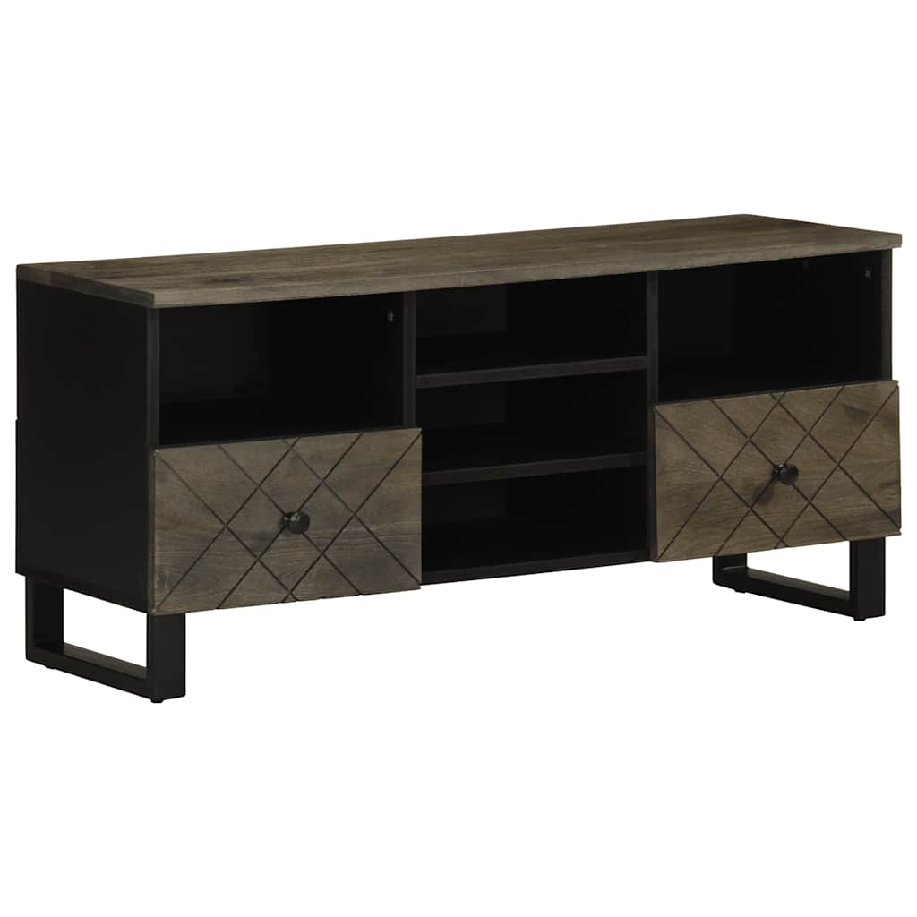 Vetonek Mueble de TV madera maciza de mango negro 100x33x46 cm