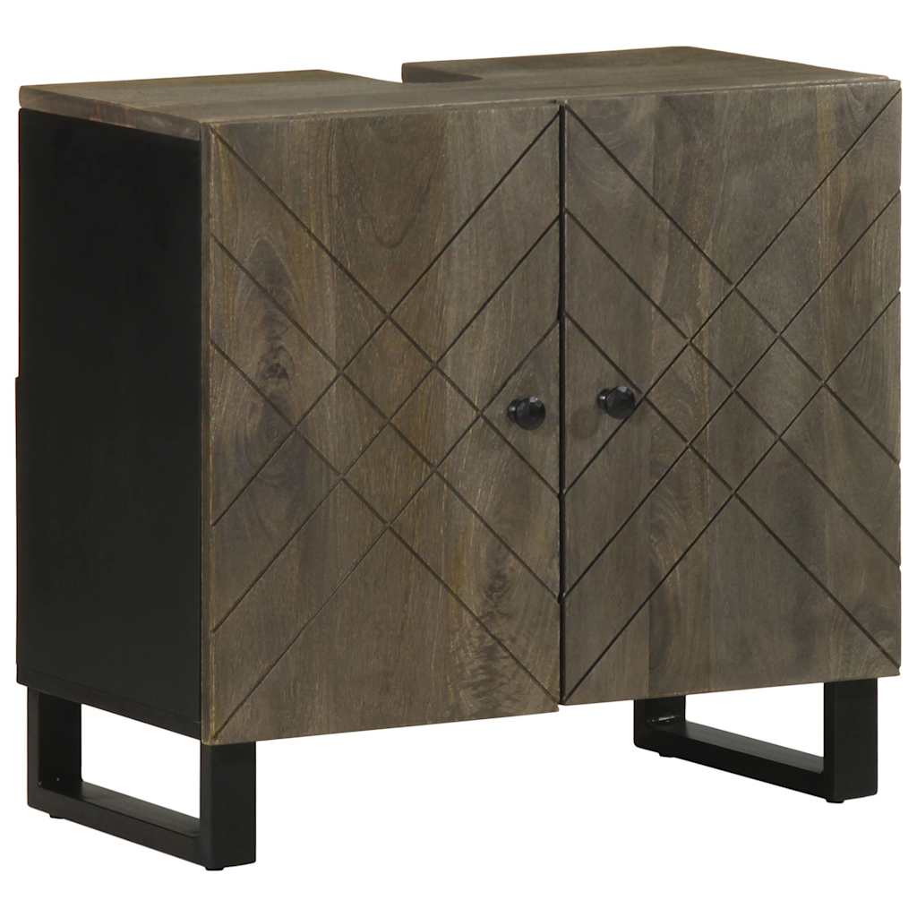 Vetonek Mueble para lavabo de madera maciza de mango negro 62x33x58 cm