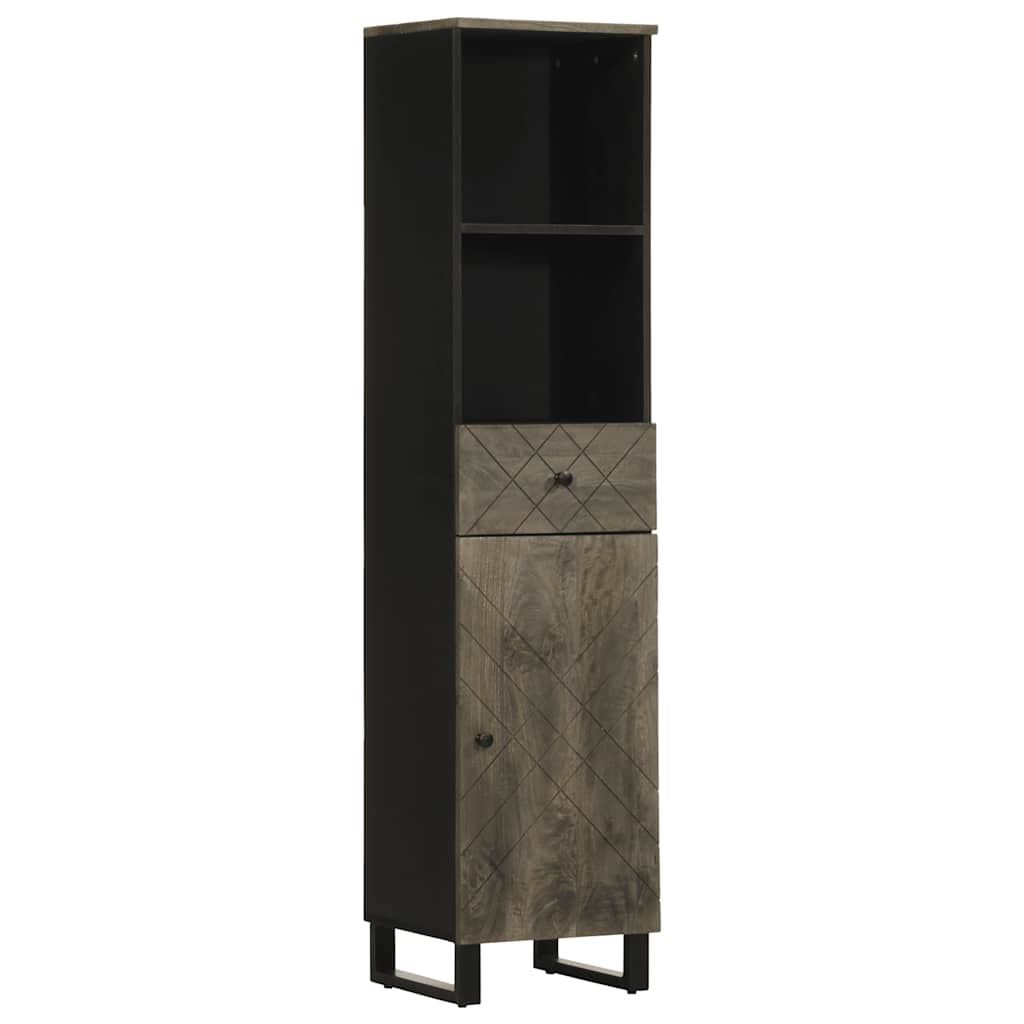 Vetonek Mueble de baño de madera maciza de mango negro 38x33x160 cm