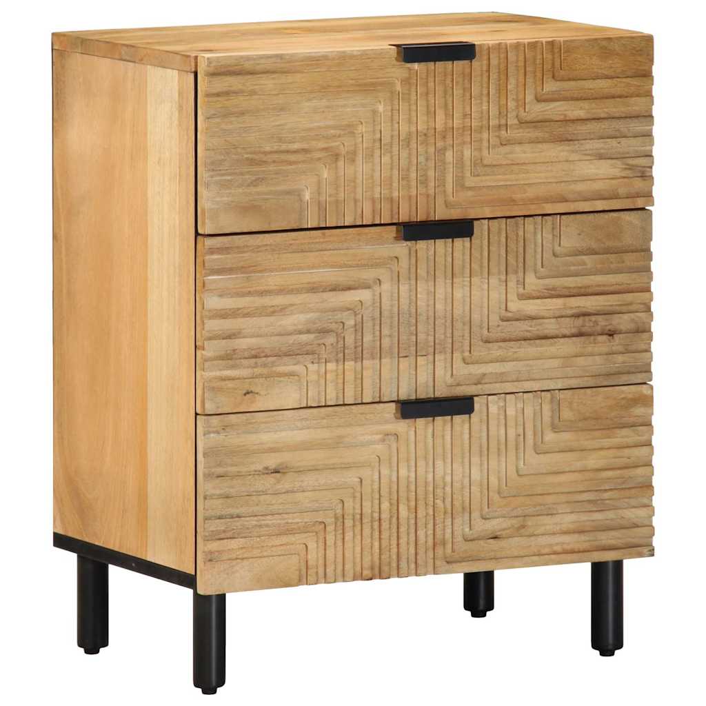 Vetonek Mesita de noche madera maciza de mango 50x33x60 cm marrón