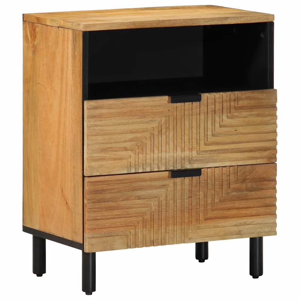 Vetonek Mesita de noche madera maciza de mango 50x33x60 cm marrón