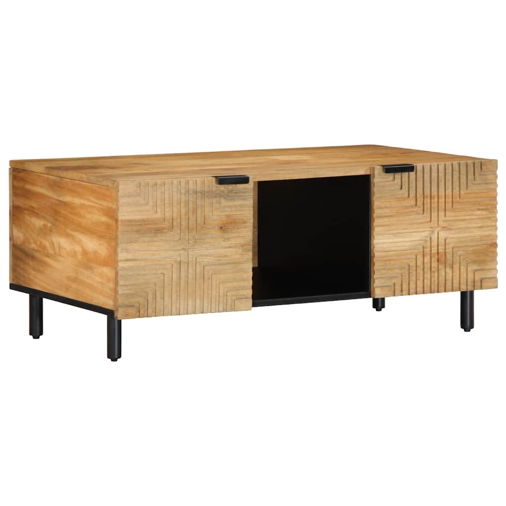 Vetonek Mesa de centro madera maciza de mango negra 100x54x40 cm marrón