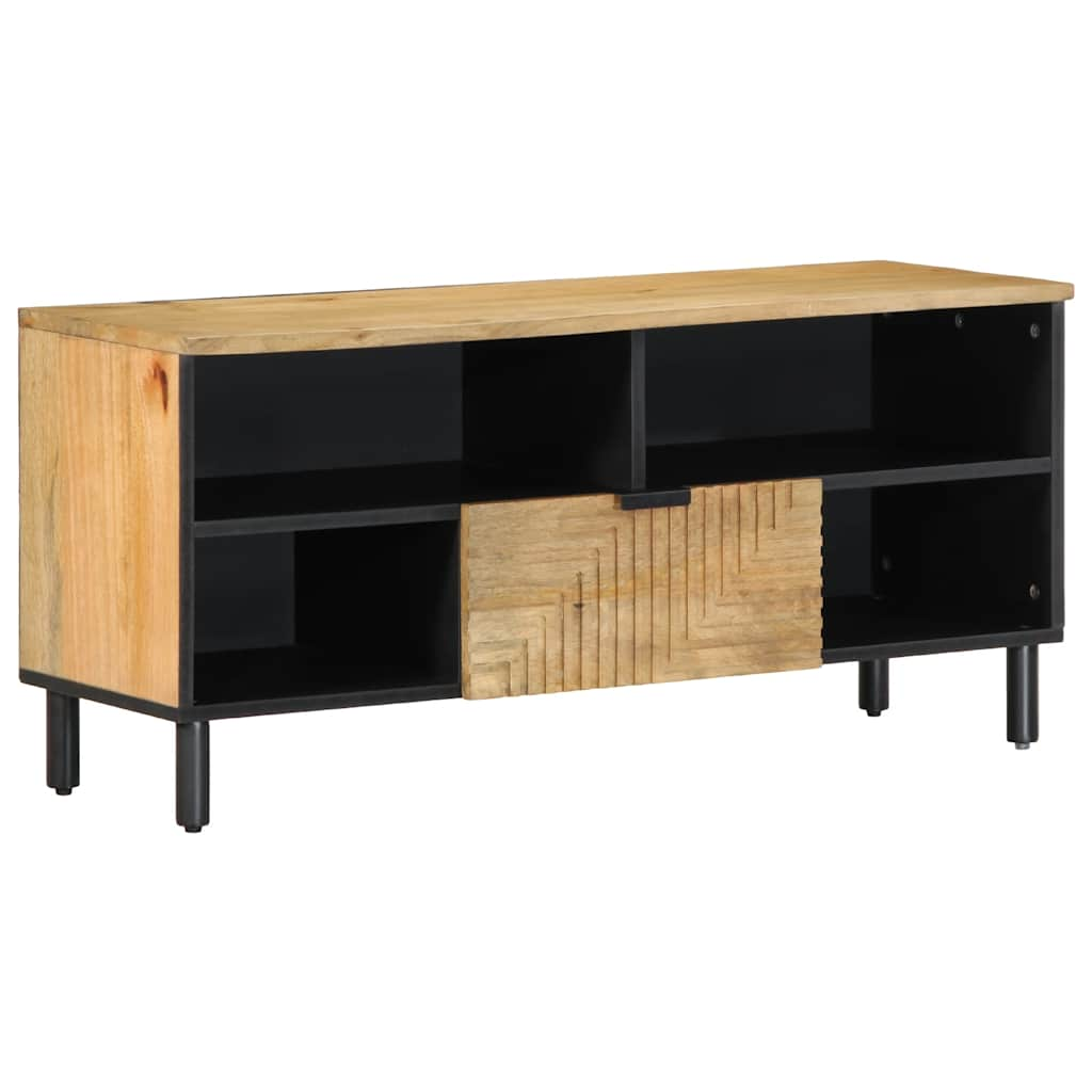 Vetonek Mueble de TV madera maciza de mango marrón 100x33x46 cm