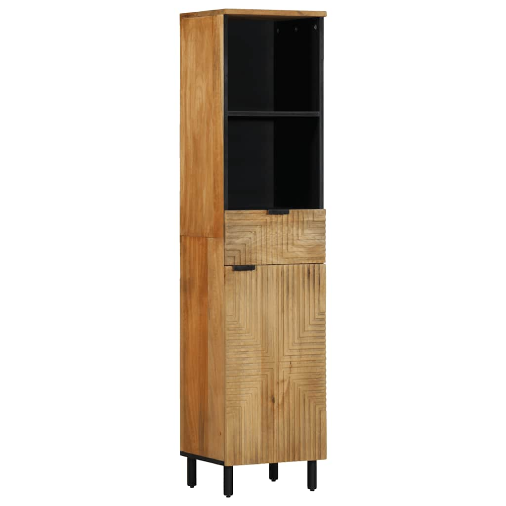 Vetonek Mueble de baño de madera maciza de mango marrón 38x33x160 cm