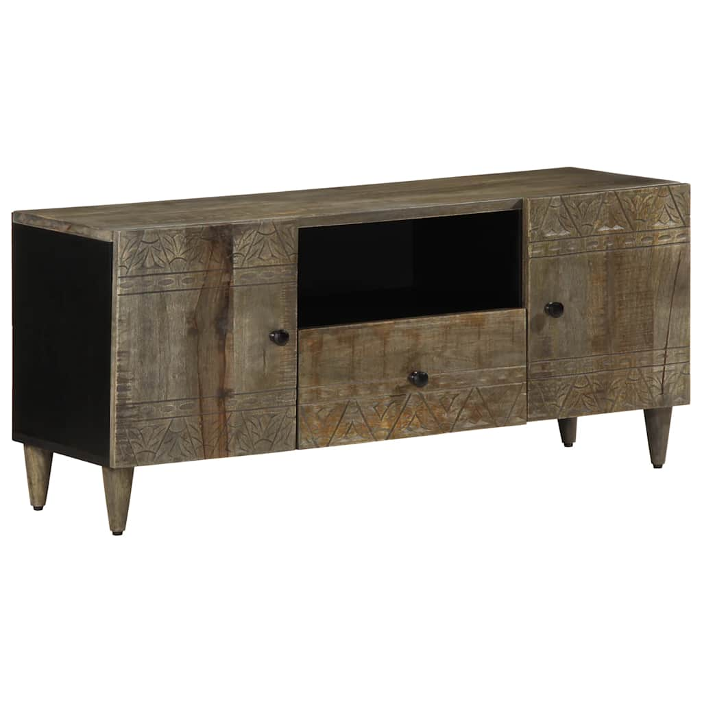 Vetonek Mueble de TV madera maciza de mango gris claro 105x33,5x46 cm