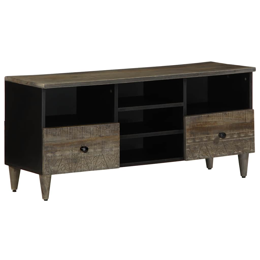 Vetonek Mueble de TV madera maciza de mango negro 100x33x46 cm