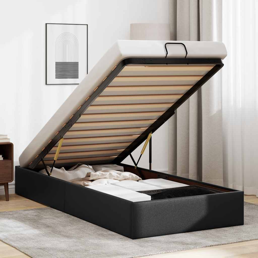 Vetonek Estructura de cama otomana sin colchón negro 90x190 cm