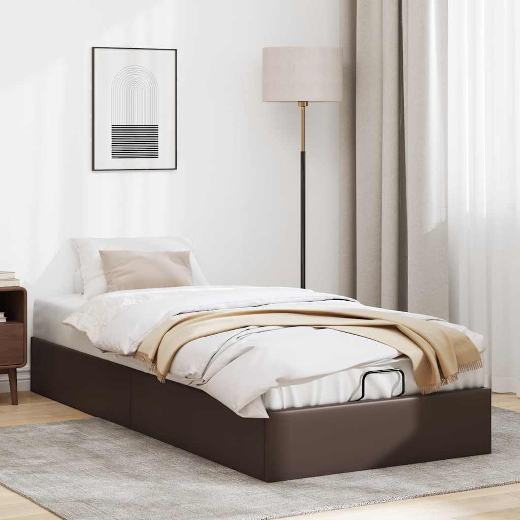 Vetonek Estructura de cama otomana sin colchón marrón 90x190 cm