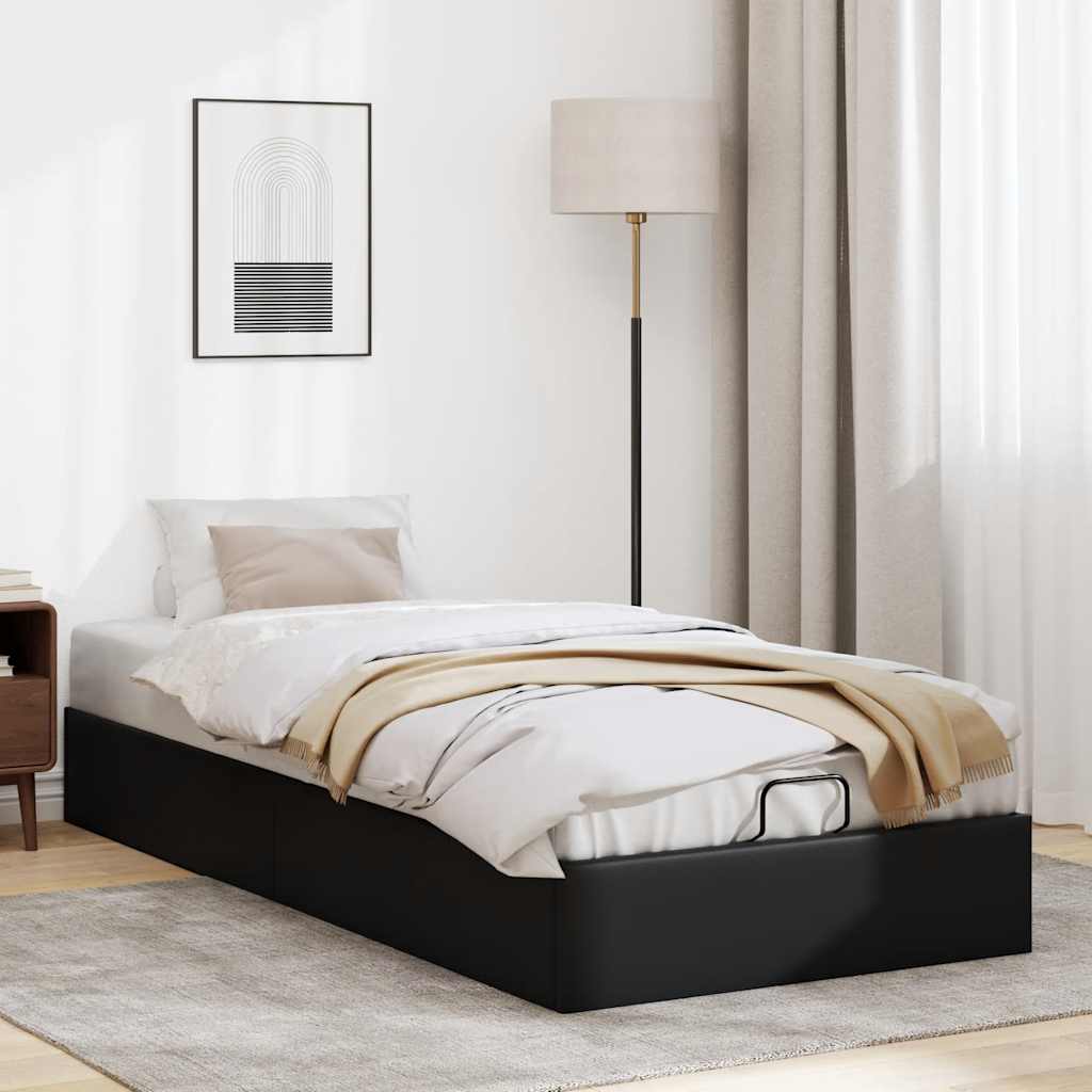 Vetonek Estructura de cama otomana sin colchón negro 90x200 cm