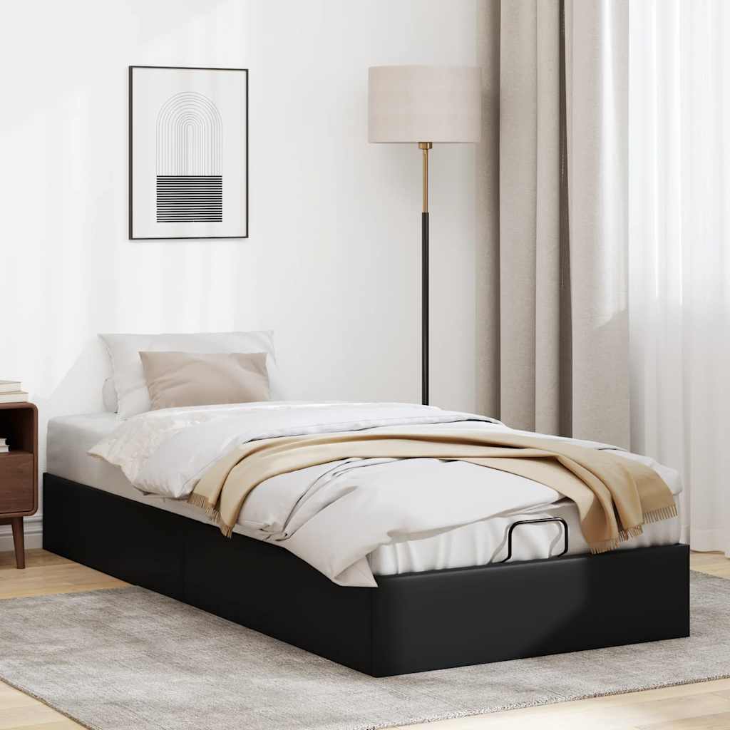 Vetonek Estructura de cama otomana sin colchón negro 100x200 cm