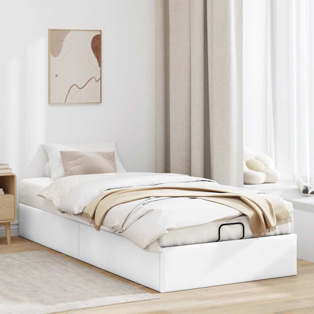 Vetonek Estructura de cama otomana sin colchón blanco 100x200cm