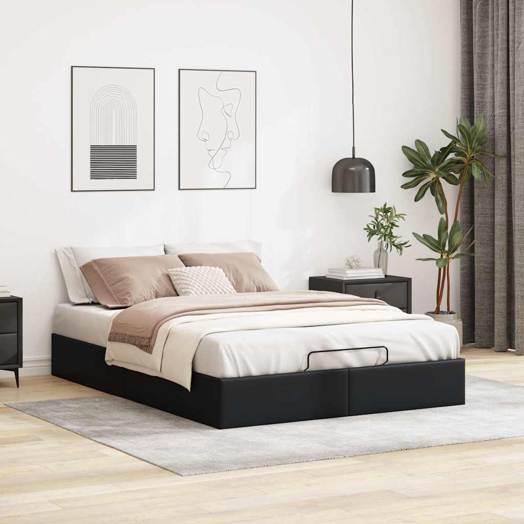 Vetonek Estructura de cama otomana sin colchón negro 140x190 cm