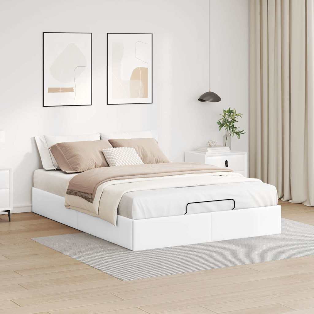 Vetonek Estructura de cama otomana sin colchón blanco 140x190cm