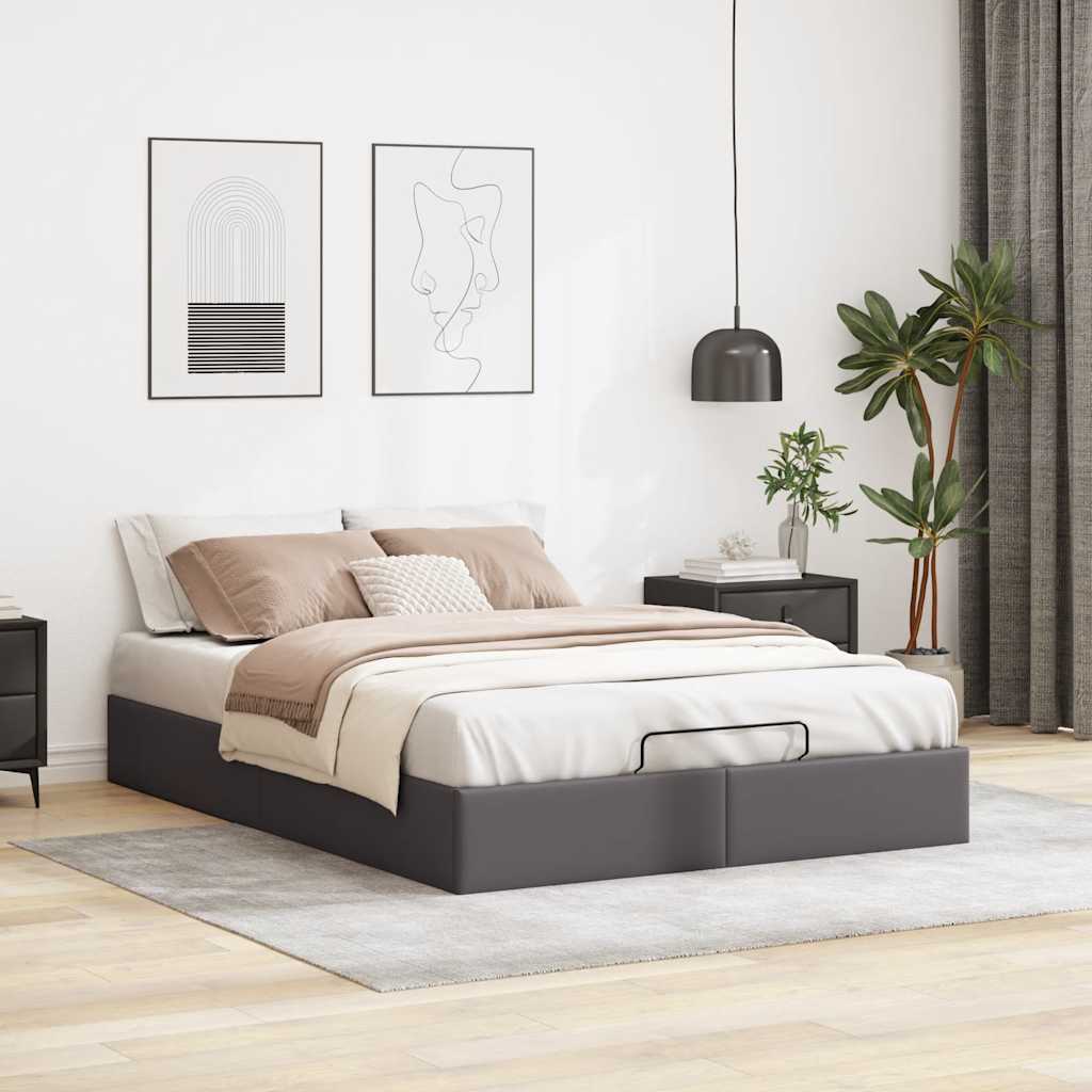 Vetonek Estructura de cama otomana sin colchón gris 140x190 cm