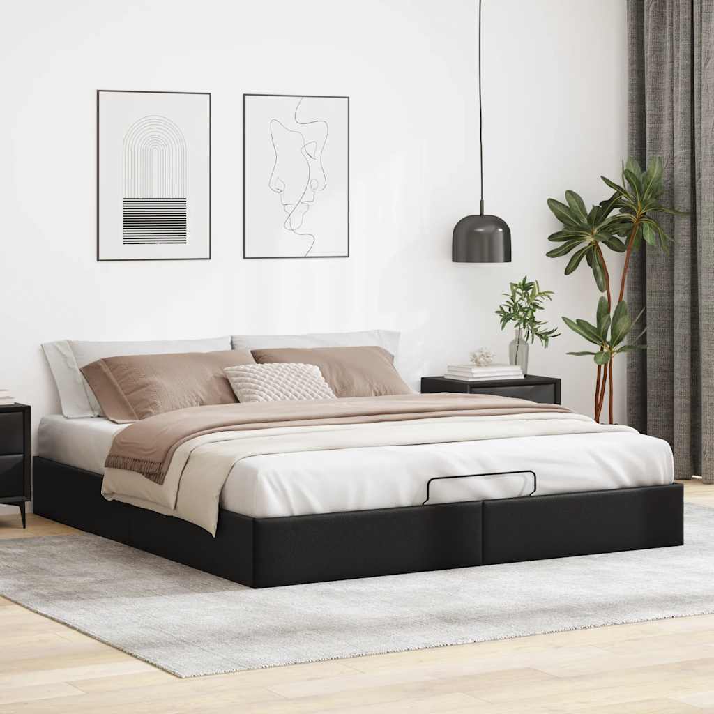 Vetonek Estructura de cama otomana sin colchón negro 180x200 cm