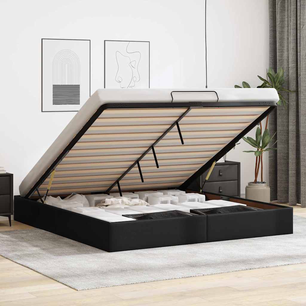 Vetonek Estructura de cama otomana sin colchón negro 180x200 cm