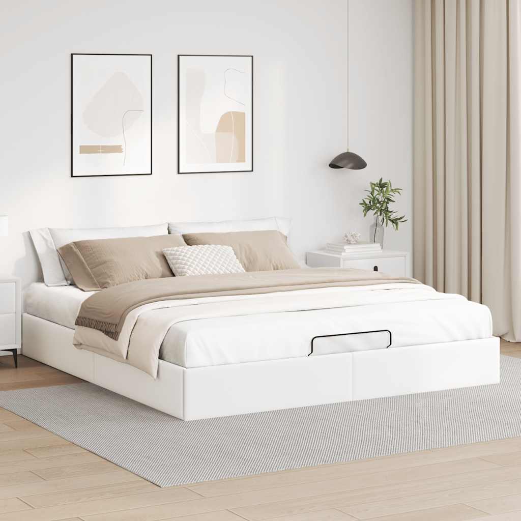 Vetonek Estructura de cama otomana sin colchón blanco 180x200cm