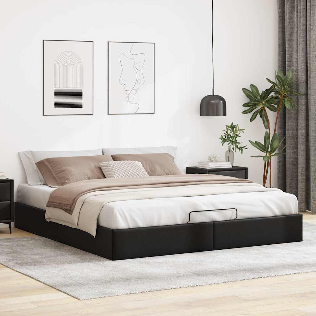 Vetonek Estructura de cama otomana sin colchón negro 200x200 cm