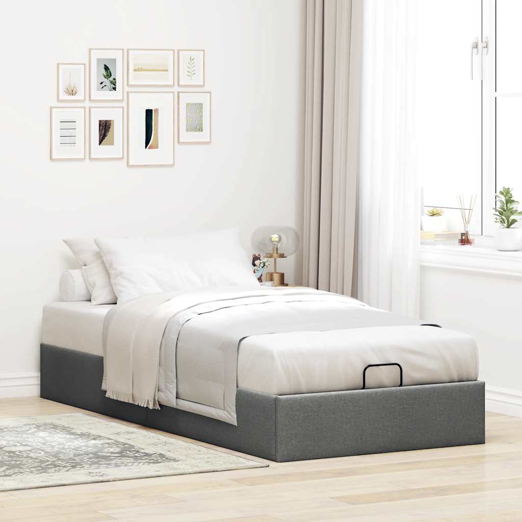 Vetonek Estructura cama otomana sin colchón tela gris oscuro 90x190cm