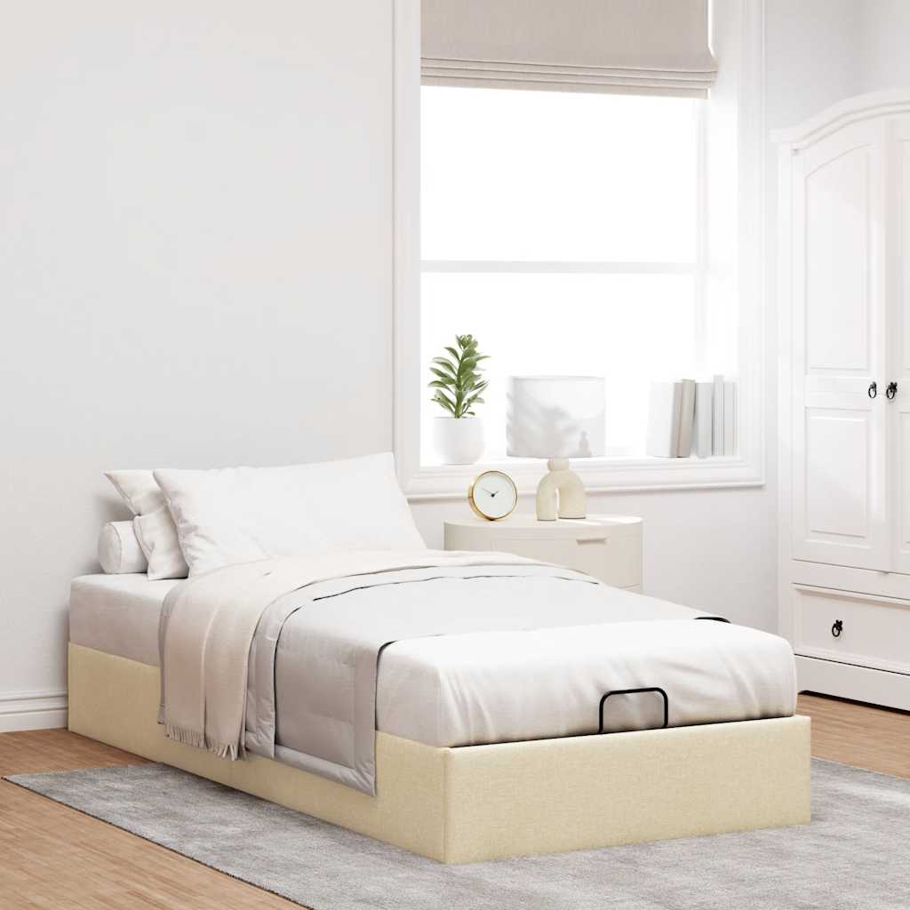 Structure de lit ottoman sans matelas, 90x190 cm de crème