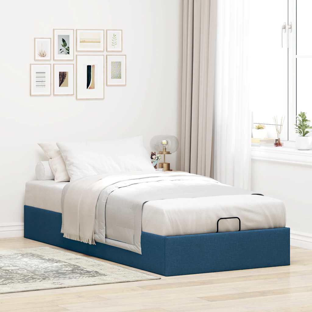 Vetonek Estructura de cama otomana sin colchón tela azul 90x190 cm