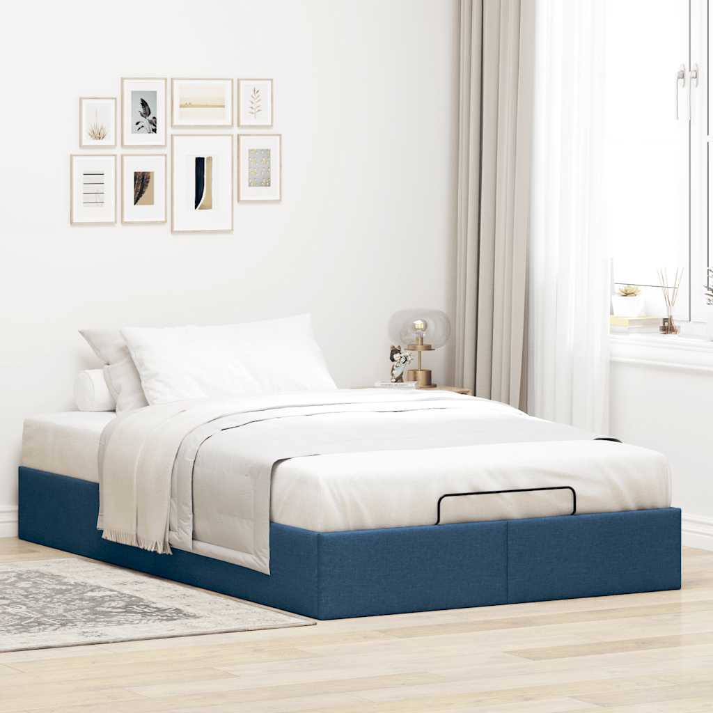 Vetonek Estructura de cama otomana sin colchón tela azul 120x190 cm