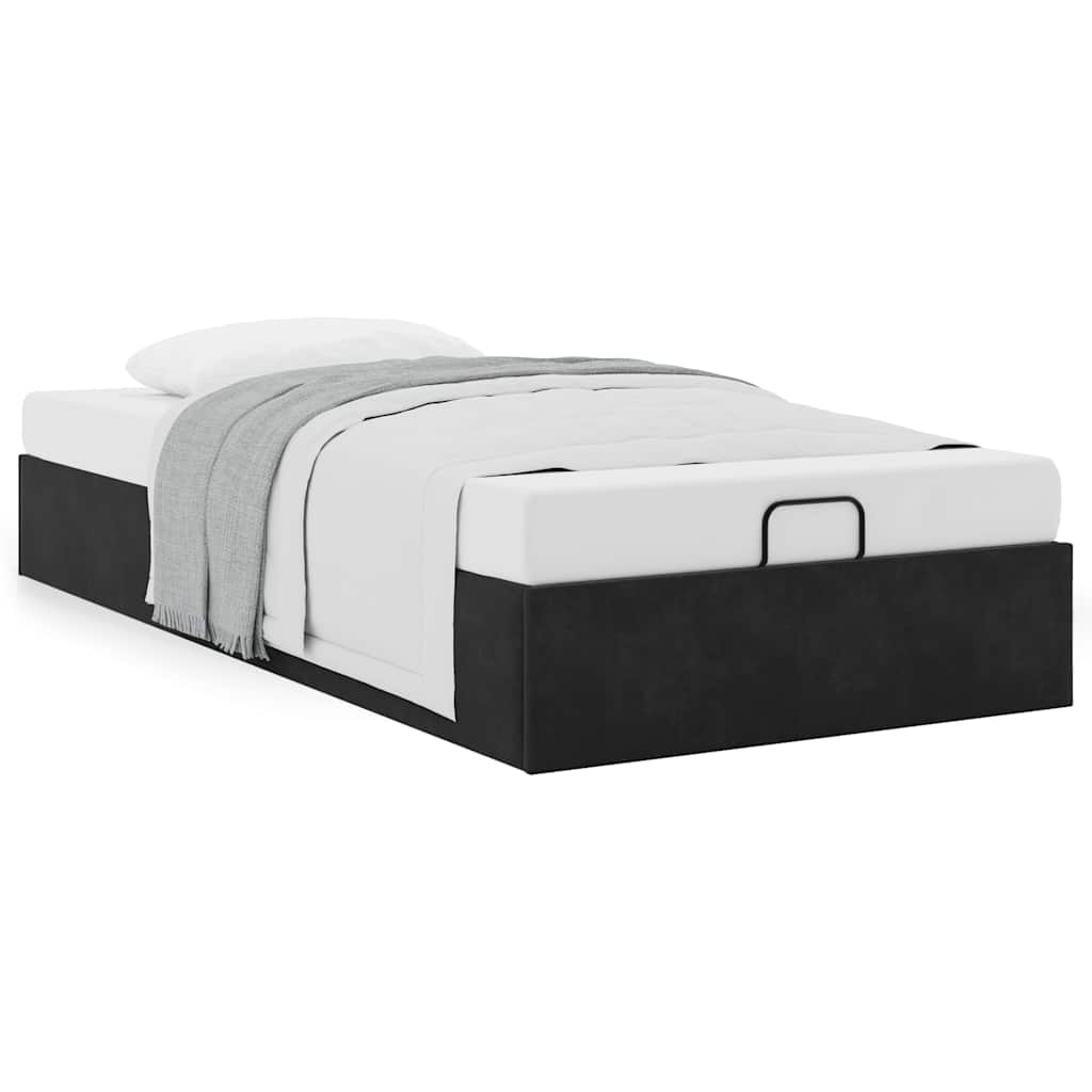 Vetonek Estructura cama otomana sin colchón terciopelo negro 90x190 cm