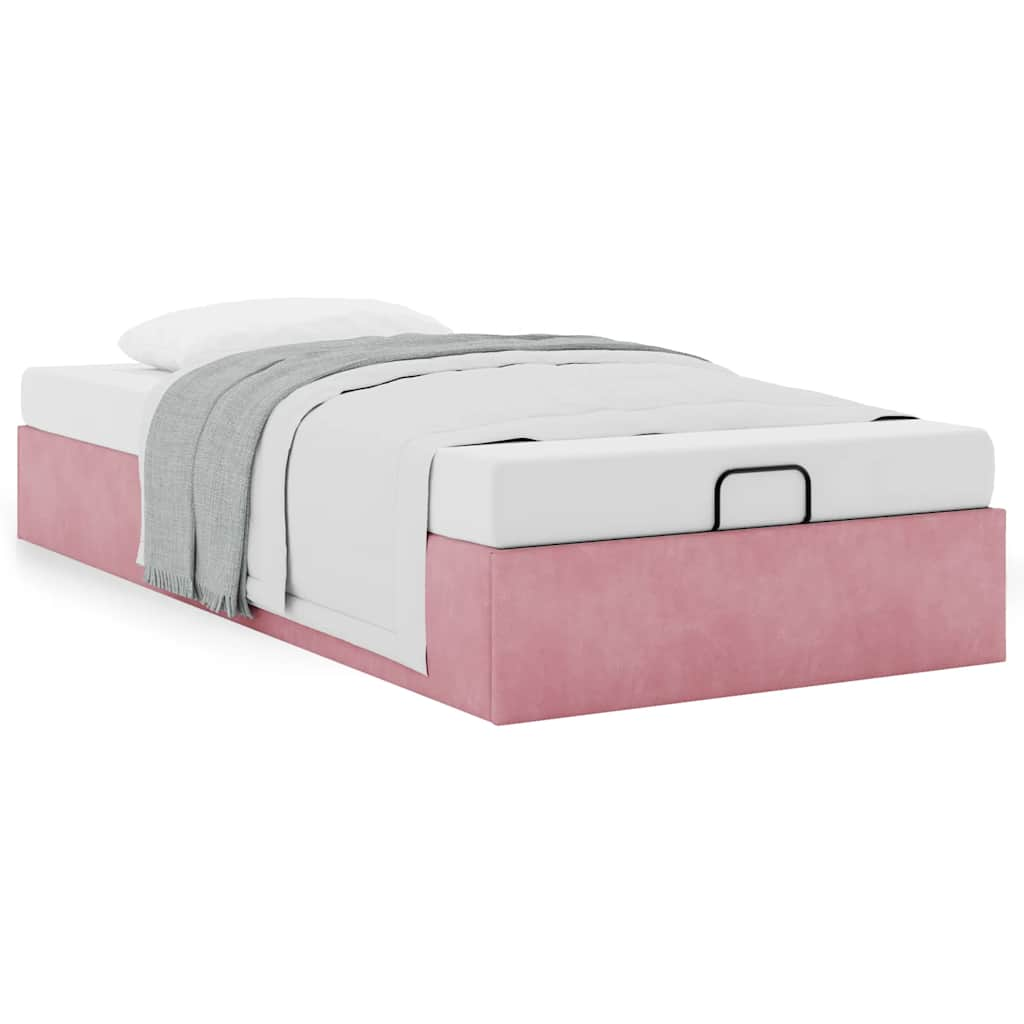 Vetonek Estructura de cama otomana sin colchón terciopelo rosa 90x190cm