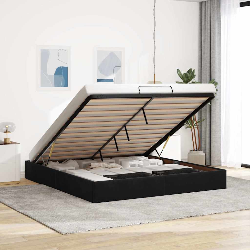 Vetonek Estructura de cama otomana sin colchón negro 180x200cm