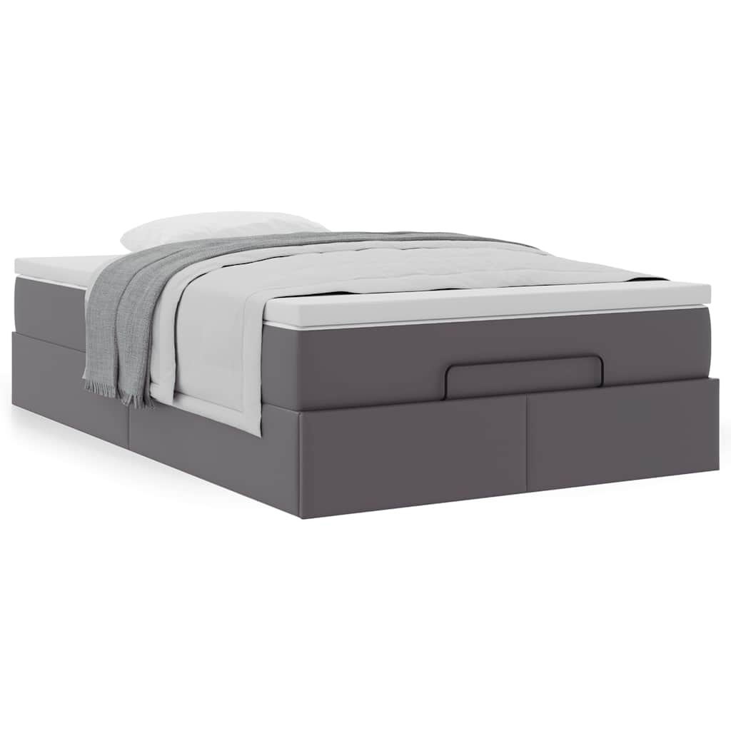 Vetonek Estructura cama otomana colchón gris 120x190 cm cuero sintético