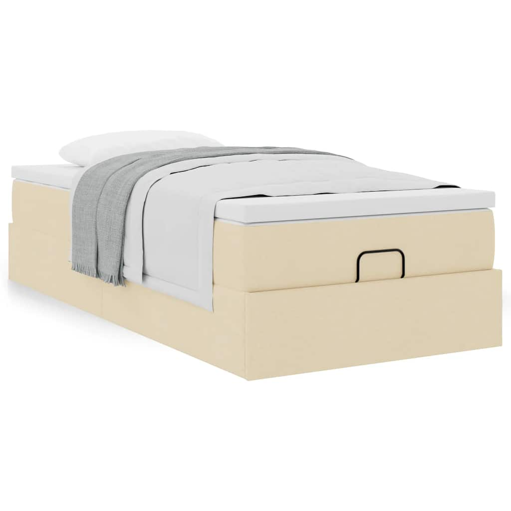 Vetonek Estructura de cama otomana con colchón, crema 90x190cm