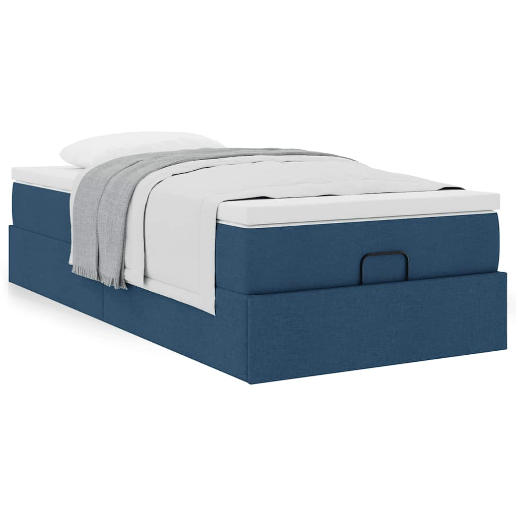 Vetonek Estructura de cama otomana con colchón, azul 90x200 cm