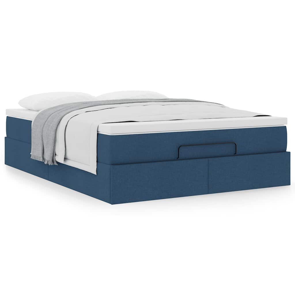 Vetonek Estructura de cama otomana con colchón tela azul 140x190cm