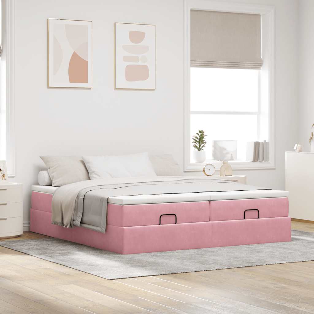 Ottoman Bed Structure Mattresses Rose velvet 200x200cm