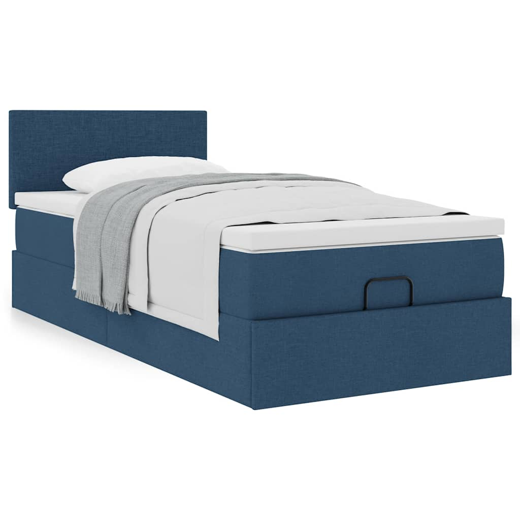 Vetonek Estructura de cama otomana con colchón tela azul 90x190 cm